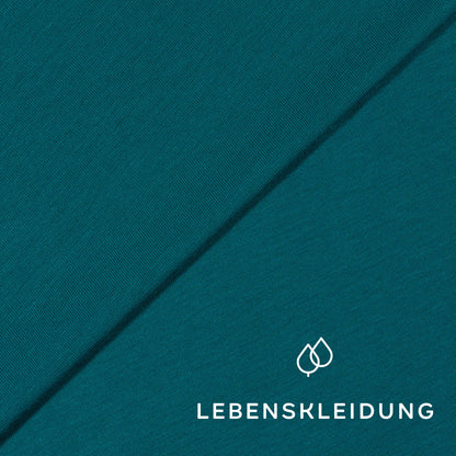 Tissu jersey extensible biologique - échantillon bleu sarcelle – Gros plan