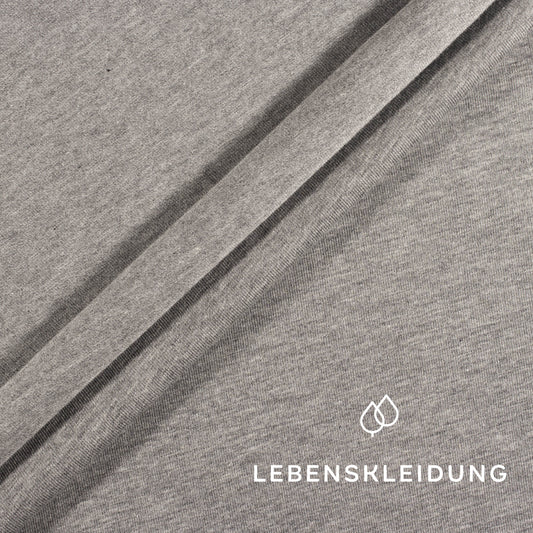 Organic stretch jersey fabric - grey melange / dark sample