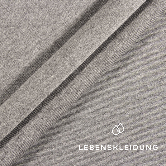 Organic stretch jersey fabric - grey melange / dark sample – Detail view