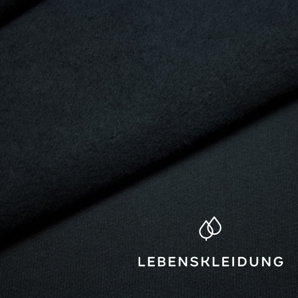 Tissu molletonné bio brossé - Noir () échantillon