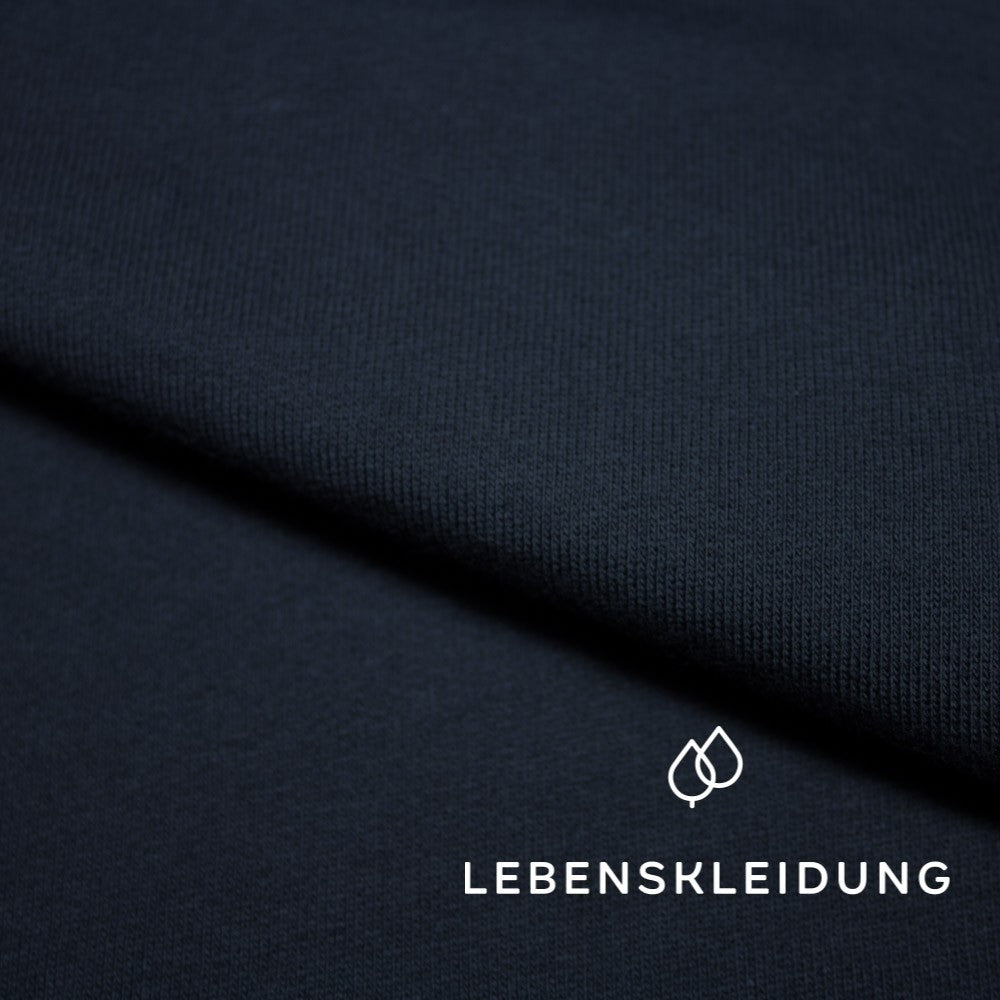 Bio Sweat Stoff gerauht - Navy (dunkel) Muster – Detailansicht