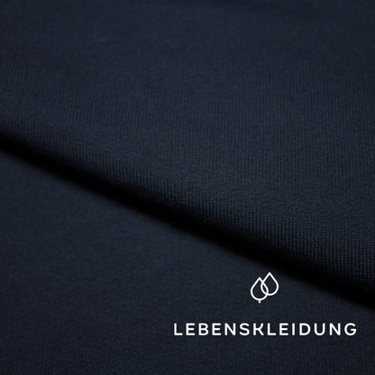 Bio Sweat Stoff gerauht - Navy (dunkel) Muster – Detailansicht