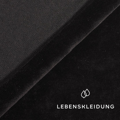 Bio Nicki Velour Stoff - Schwarz Muster – Detailansicht