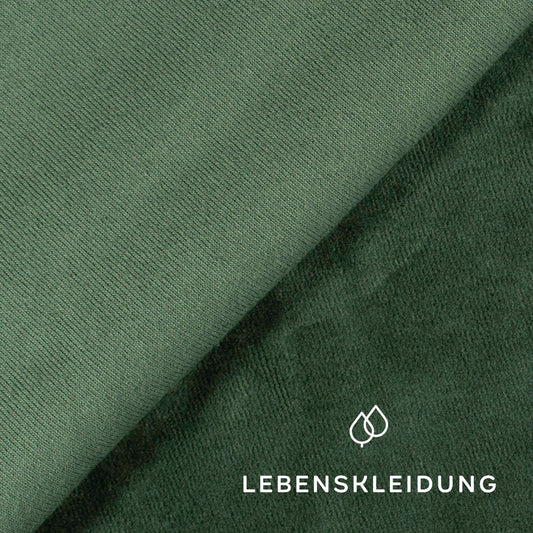 Bio Nicki Velour Stoff - Powdered Green – Detailansicht