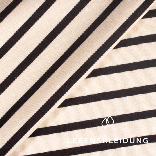 Organic brushed striped sweatshirt fabric - Black-Ecru sample