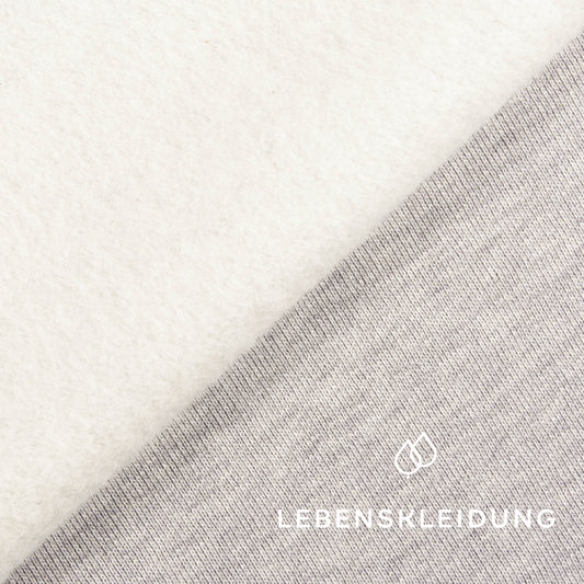 Tissu molletonné bio brossé - gris chiné / clair