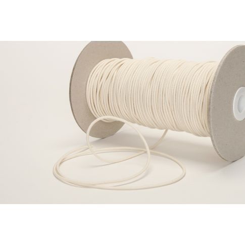 Tela orgánica Cuerda elástica - 40% algodón orgánico 60% caucho natural -  adecuado para telas de peso ligero a medio - 2,2mm diámetro -  Ecru   - GD-17-WKS