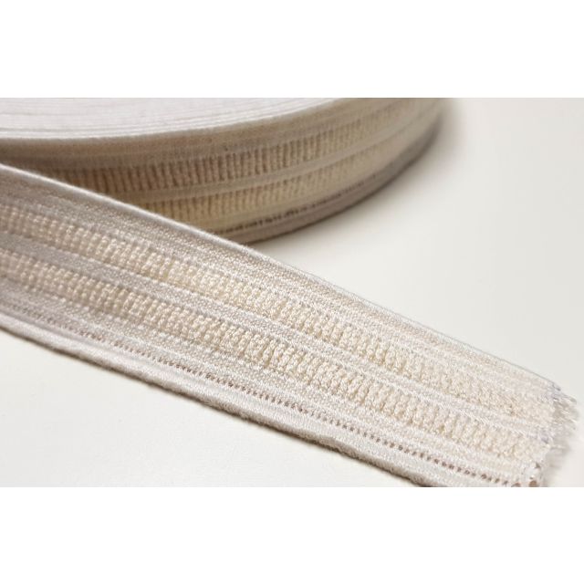 Bio Linen tape - 60% coton biologique 40 % caoutchouc naturel -  convient aux tissus légers à moyens - 25 mm -  Ecru