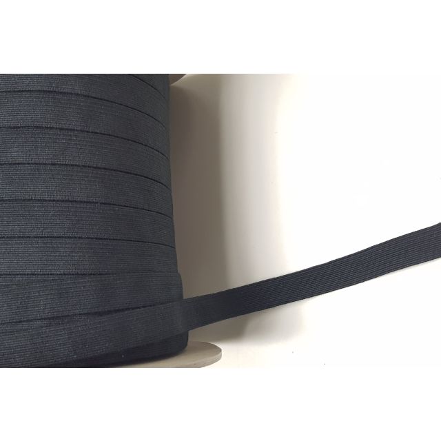 Organic Elastic Rubber band - 60% Organic Cotton 40% Natural Rubber -  for light to medium heavy fabrics - 13 mm -  Black  