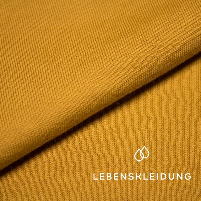 Organic Sweater knit fabric brushed - Golden Yellow
